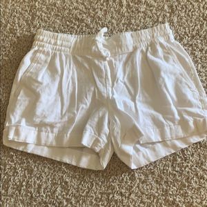 White linen shorts